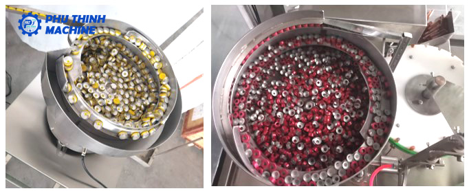 Bộ phận cấp nắp của máy chiết rót 3 trong 1