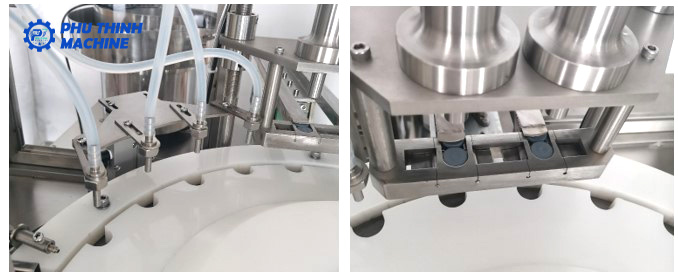 Máy chiếc rót vắc xin 3 trong 1: chiết - cấp nắp - đóng năp